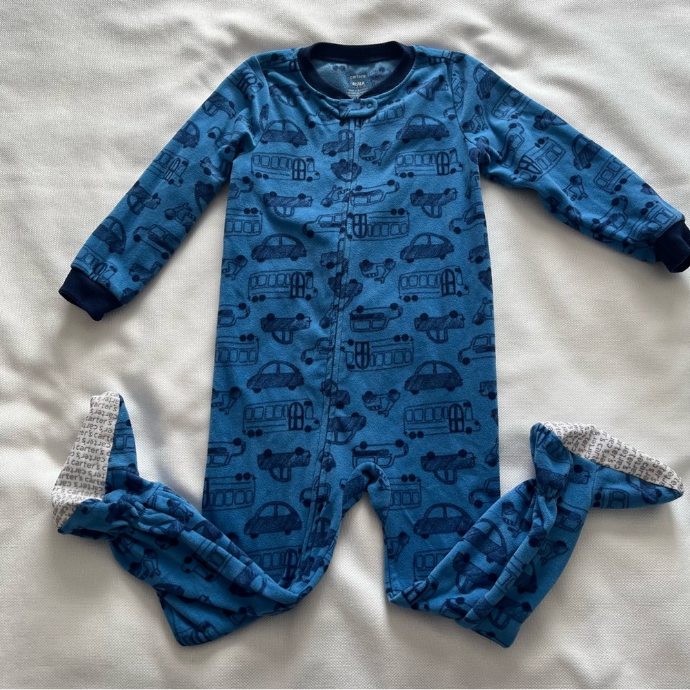 Toddler 1-Piece cars Fleece Footie Pajamas 4T